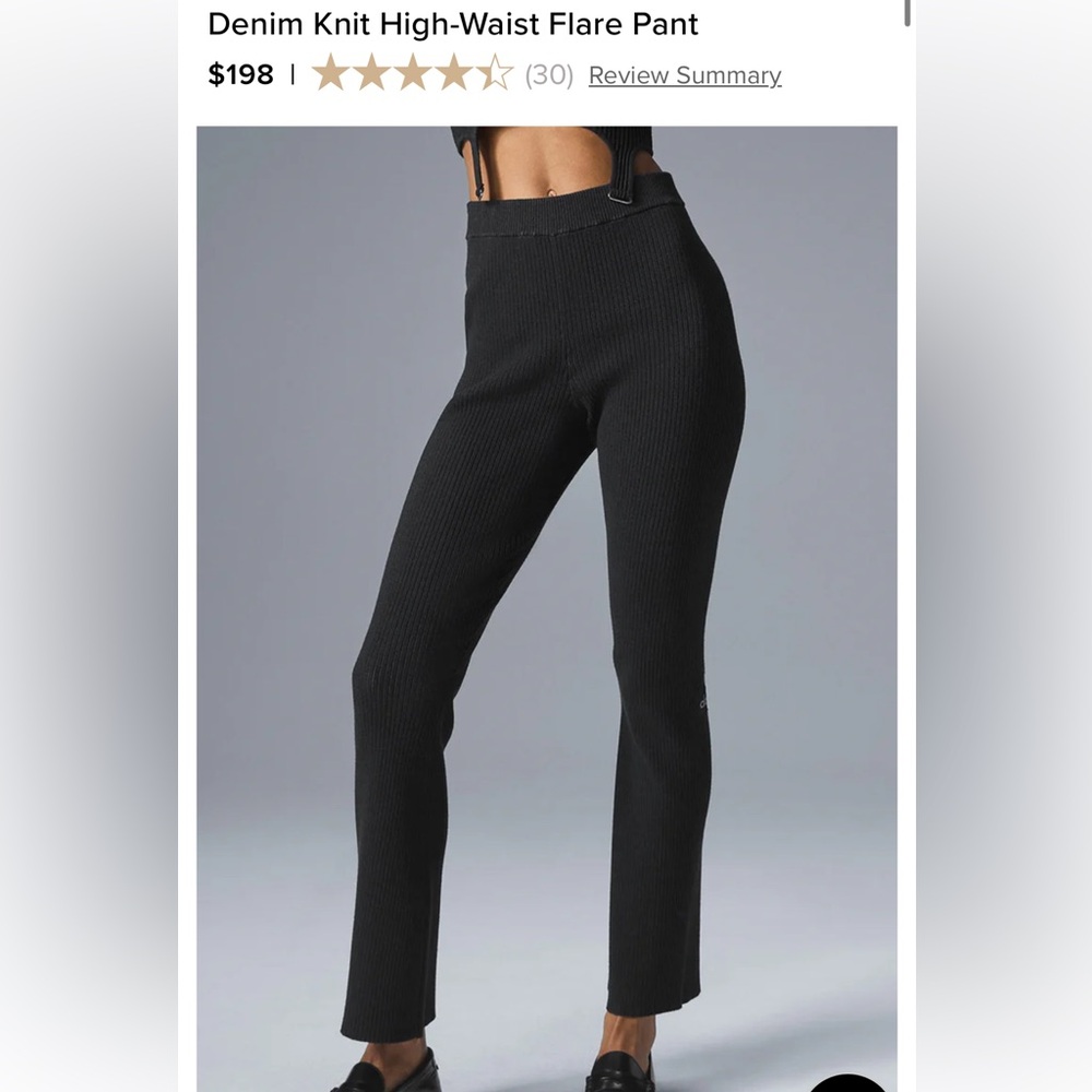 ALO Yoga Black Denim Knit High-Waist Flare Pants